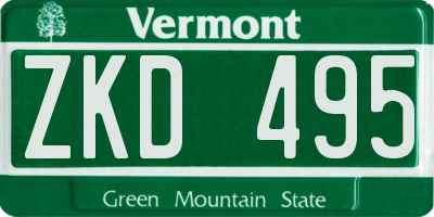 VT license plate ZKD495