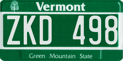 VT license plate ZKD498