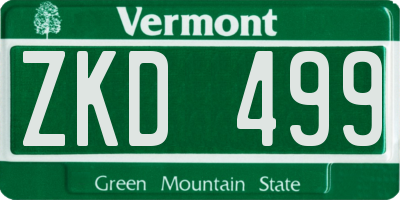 VT license plate ZKD499