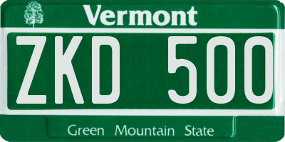 VT license plate ZKD500