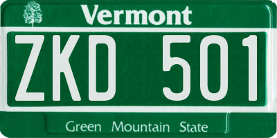 VT license plate ZKD501
