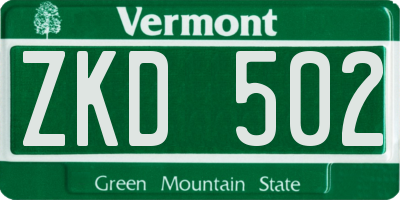 VT license plate ZKD502