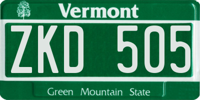 VT license plate ZKD505