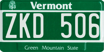 VT license plate ZKD506