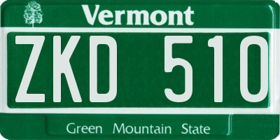 VT license plate ZKD510