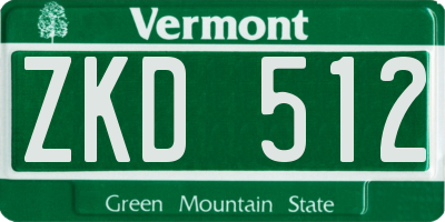 VT license plate ZKD512