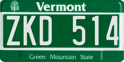 VT license plate ZKD514