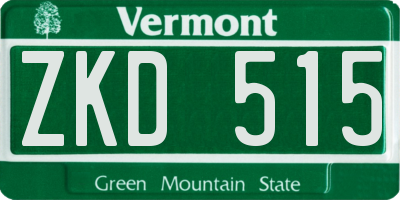 VT license plate ZKD515