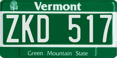 VT license plate ZKD517