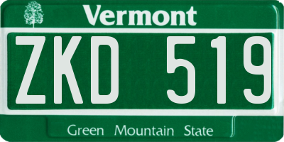 VT license plate ZKD519