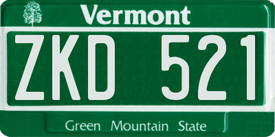 VT license plate ZKD521