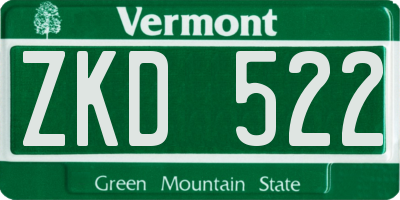 VT license plate ZKD522