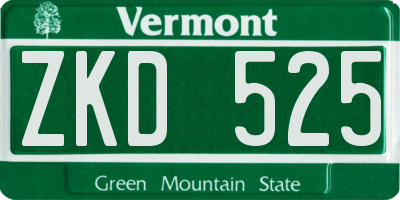 VT license plate ZKD525