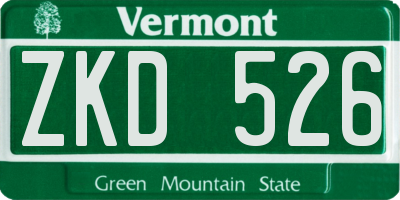 VT license plate ZKD526
