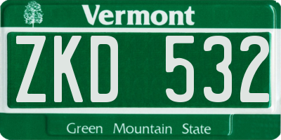 VT license plate ZKD532
