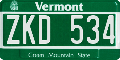 VT license plate ZKD534