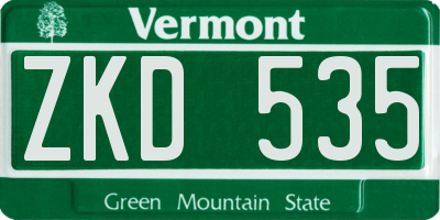 VT license plate ZKD535