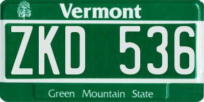 VT license plate ZKD536