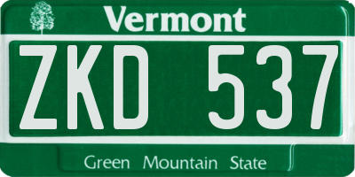 VT license plate ZKD537