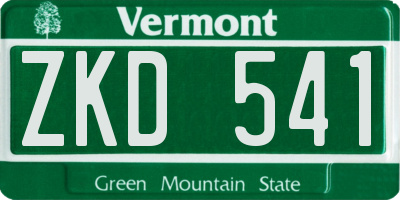 VT license plate ZKD541