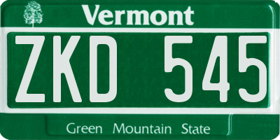 VT license plate ZKD545