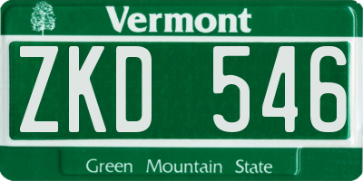 VT license plate ZKD546