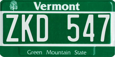 VT license plate ZKD547