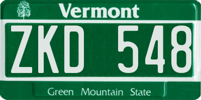 VT license plate ZKD548