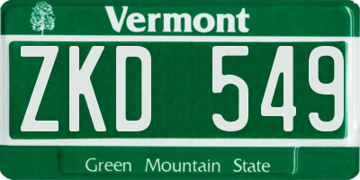 VT license plate ZKD549