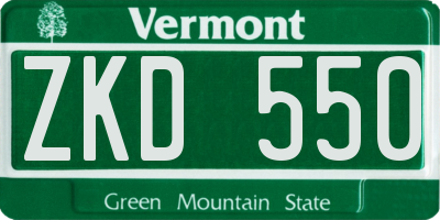 VT license plate ZKD550