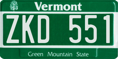 VT license plate ZKD551