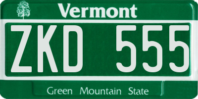 VT license plate ZKD555
