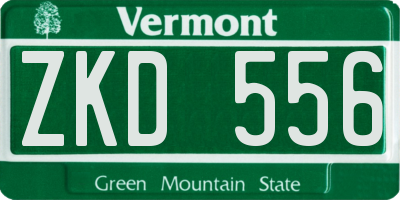 VT license plate ZKD556