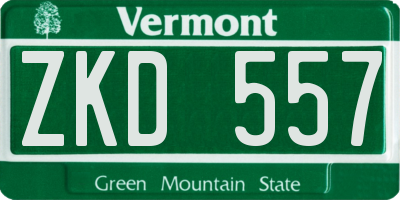 VT license plate ZKD557