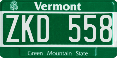 VT license plate ZKD558