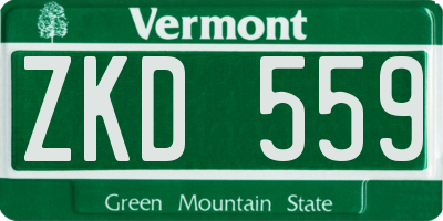 VT license plate ZKD559
