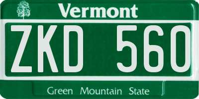 VT license plate ZKD560