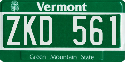 VT license plate ZKD561