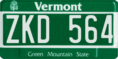 VT license plate ZKD564