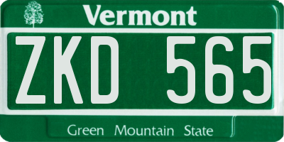 VT license plate ZKD565