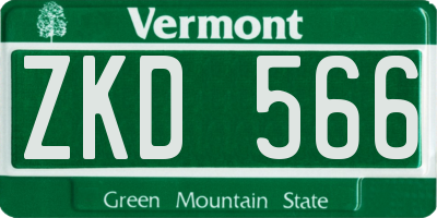 VT license plate ZKD566