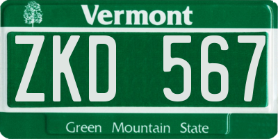 VT license plate ZKD567