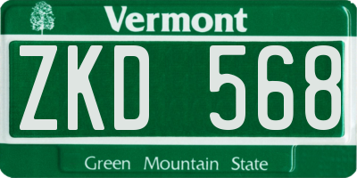 VT license plate ZKD568