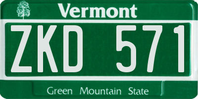 VT license plate ZKD571