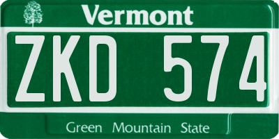 VT license plate ZKD574
