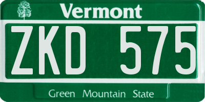 VT license plate ZKD575