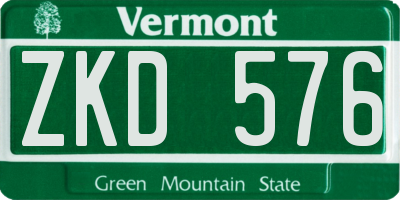 VT license plate ZKD576
