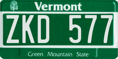 VT license plate ZKD577