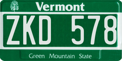 VT license plate ZKD578