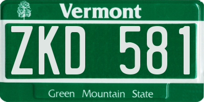 VT license plate ZKD581